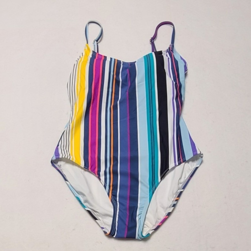 Anne Cole Women's Multicolor Vertical Stripe One Piece Swimsuit Size 6
